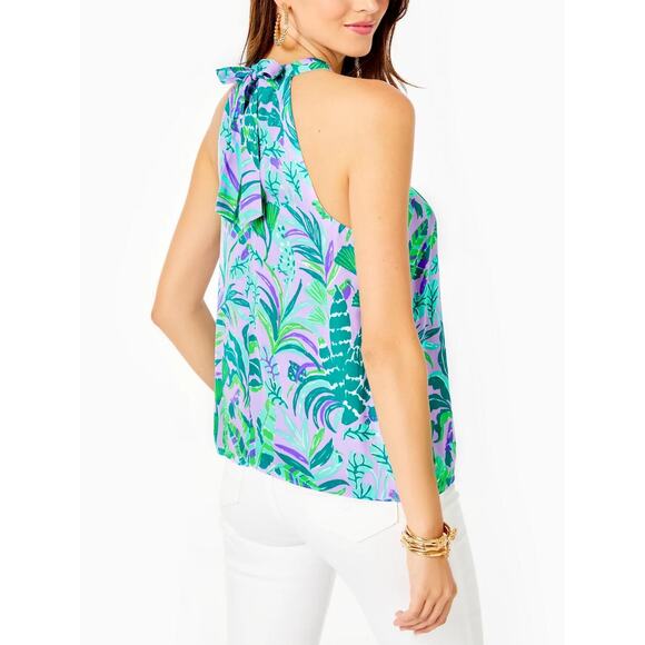 Lilly Pulitzer Rori Halter Top Purple Iris XL Beach Vacation Cruise Resort - Picture 2 of 14